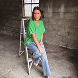 Wrinkle Woven V Neck Dolman