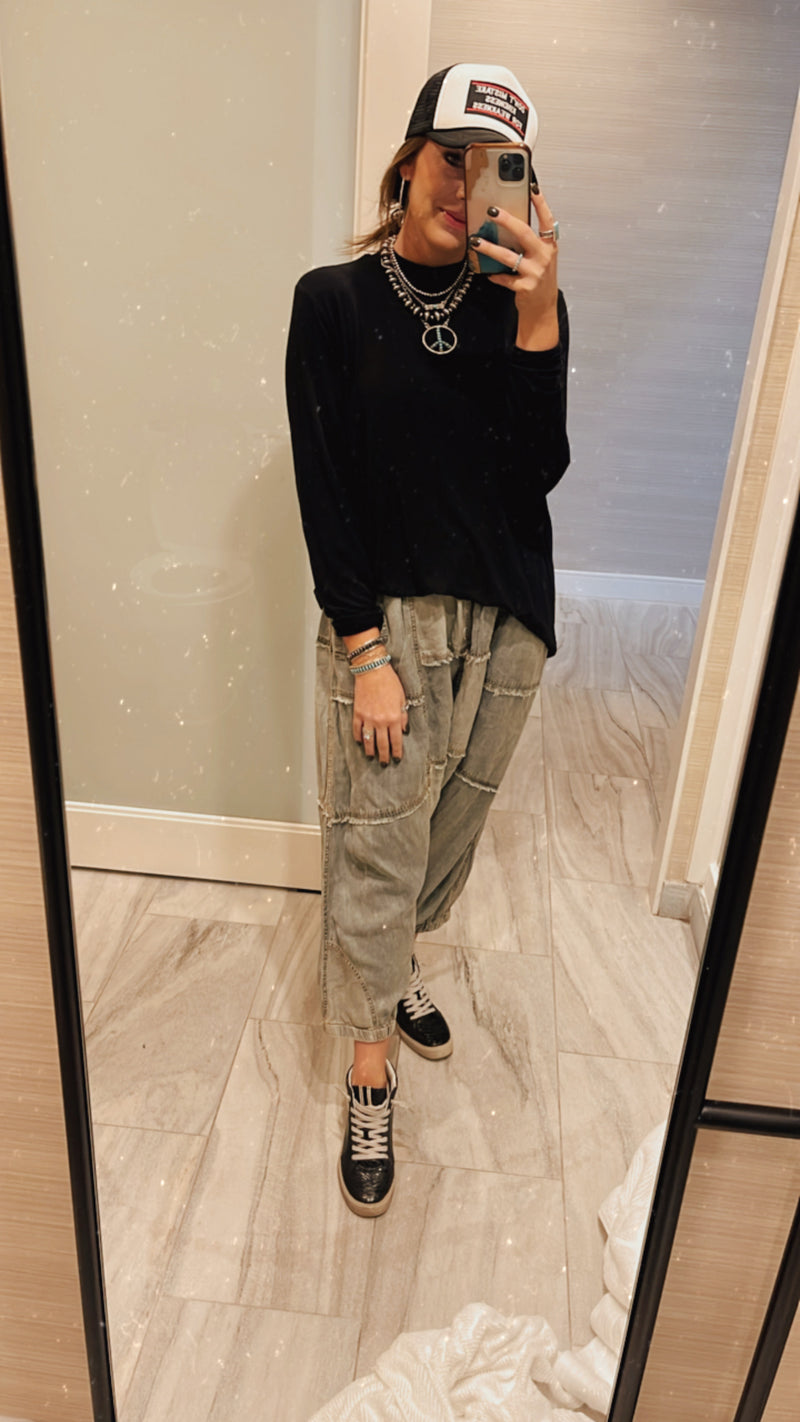 Luna Patched Denim Harem Pant