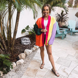 Neon Colorblock Front Button Cardigan