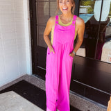 Button Sling Wide Leg Jumpsuit