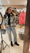 Black + White Plaid Button Up Shacket