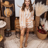 Rust Yarn Effect Stripe Short