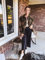 Olive Aztec Button Down Shacket