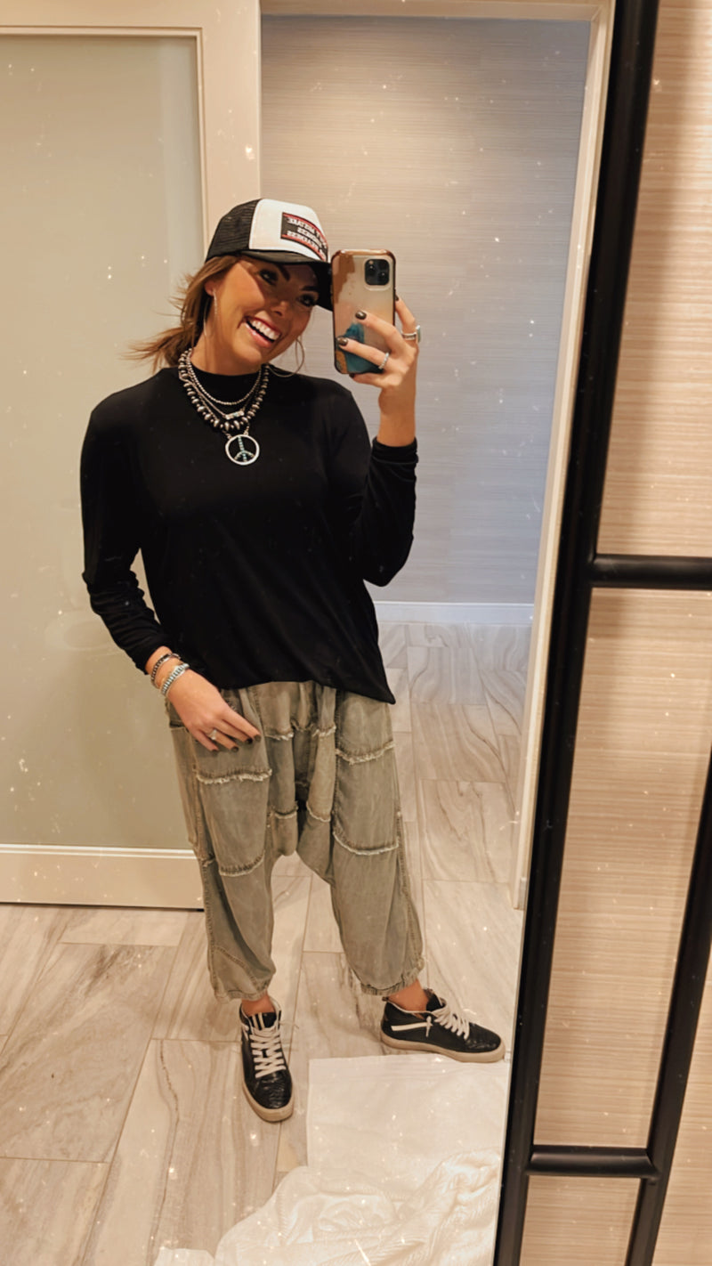 Luna Patched Denim Harem Pant