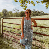 Light Denim Star Printed Jumpsuit