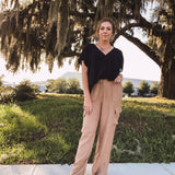 Breezy V Neck Placket Dolman