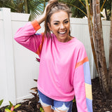French Terry Colorblock Sleeve Pullover