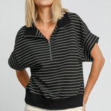 Striped 1/4 Zip On the Go Pullover