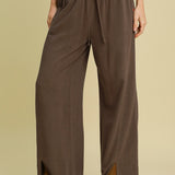 Espresso Washed Wide Leg Linen Pant