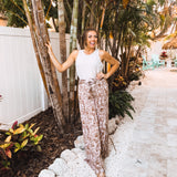 Mocha Crinkle Wavy Zebra Print Pant