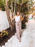 Mocha Crinkle Wavy Zebra Print Pant