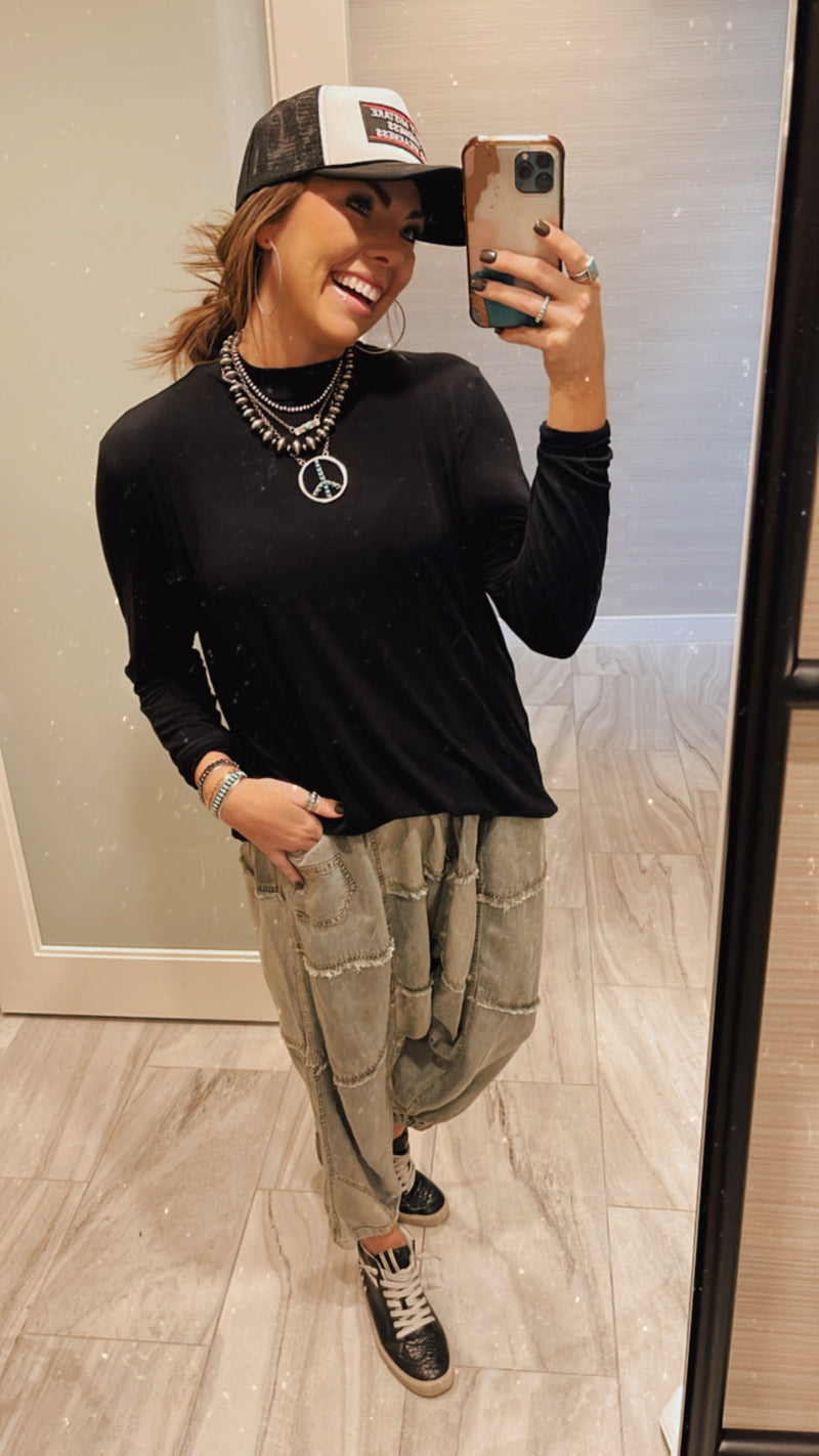 Luna Patched Denim Harem Pant