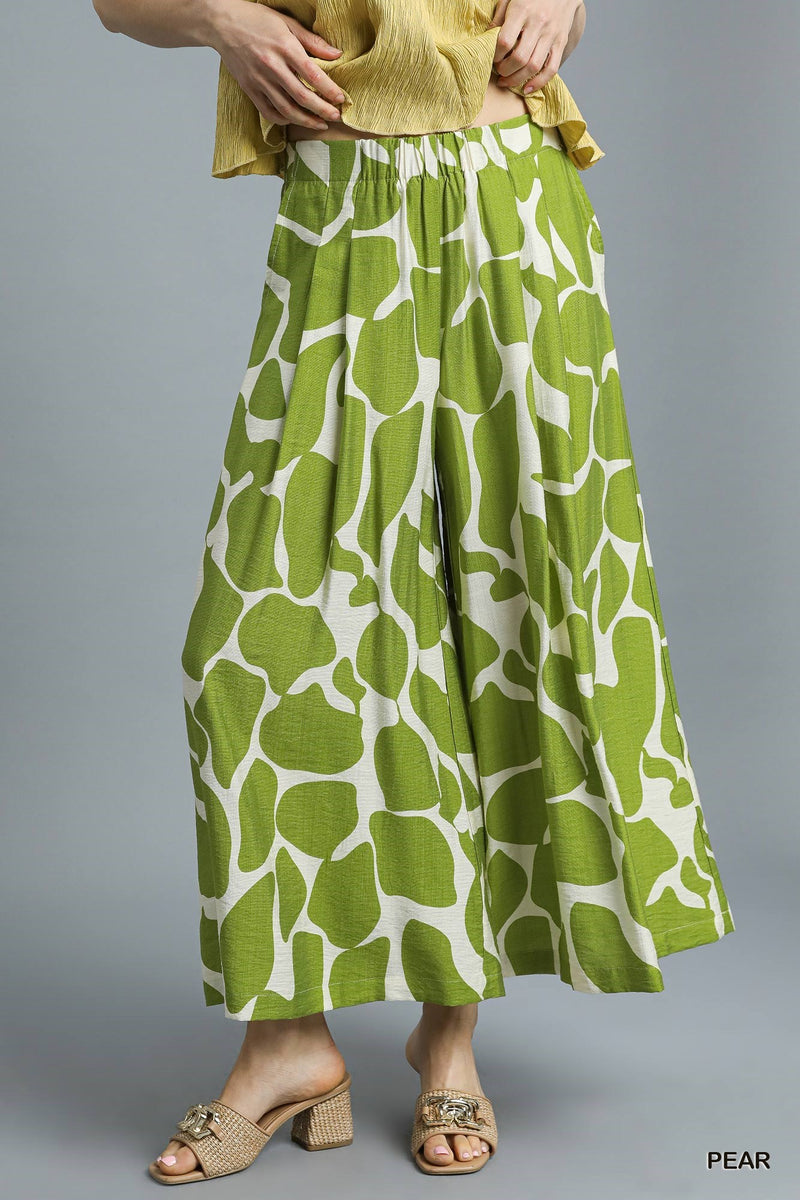 Pear Abstract Wide Leg Flowy Pant