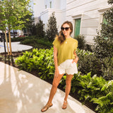 Linen Scallop Hem Shorts