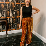 Camel Velvet Wide Pants