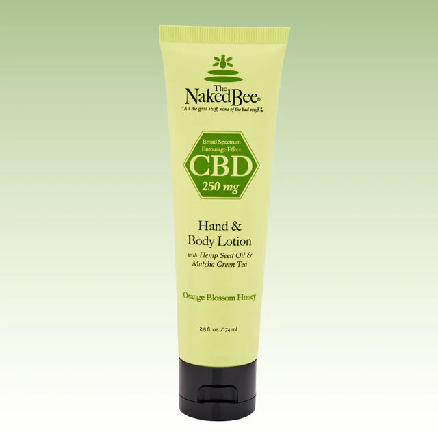 The Naked Bee hand and body lotion with Orange Blossom Honey and 250 mg of CBD.