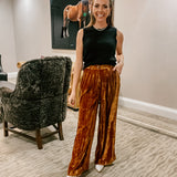Camel Velvet Wide Pants