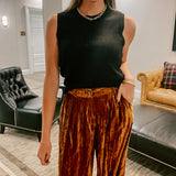 Camel Velvet Wide Pants