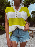 Off White + Lime Elemental V Neck