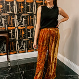Camel Velvet Wide Pants