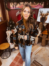 Black Aztec Button Down Shacket