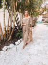 Mocha Floral Embroidery Crepe Skirt
