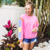 French Terry Colorblock Sleeve Pullover