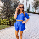 Royal Crinkle Cargo Shorts