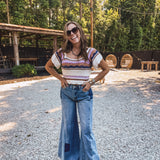Oatmeal Crop Woven Flutter Top
