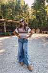 Oatmeal Crop Woven Flutter Top