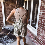 Olive + Cream Embroider Tie Shoulder Romper