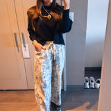 Moss Green Camo Wide Leg Pant