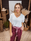 Smocked Waist Mauve Velvet Jogger