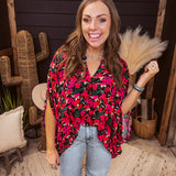 Black + Bright Floral Oversized Dolman