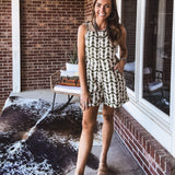 Olive + Cream Embroider Tie Shoulder Romper
