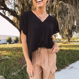 Breezy V Neck Placket Dolman
