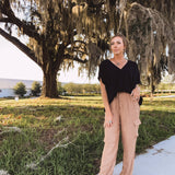 Breezy V Neck Placket Dolman