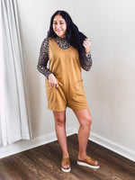 Washed Mocha Romper with Adjustable Buckle Strap