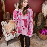 Blush Retro Cowgirl Brocade Sweater