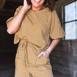 Camel Stripe Pocket Top