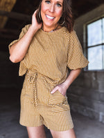 Camel Stripe Pocket Top