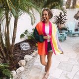 Neon Colorblock Front Button Cardigan