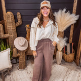 Mocha Smock Waist Mineral Wash Pant