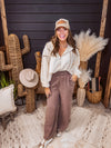 Mocha Smock Waist Mineral Wash Pant