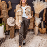 Army Satin Jogger Pants with Cargo Pocket