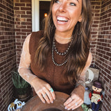 Chestnut Sleeveless Crop Sweater Vest with Rib Detail