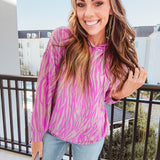 Magenta + Taupe Zebra Easy Hoodie