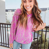 Magenta + Taupe Zebra Easy Hoodie