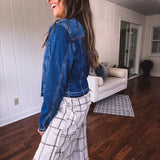 Dark Released Hem Denim Jacket