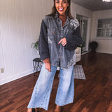 Charcoal Lined in Lace Boho Jacket